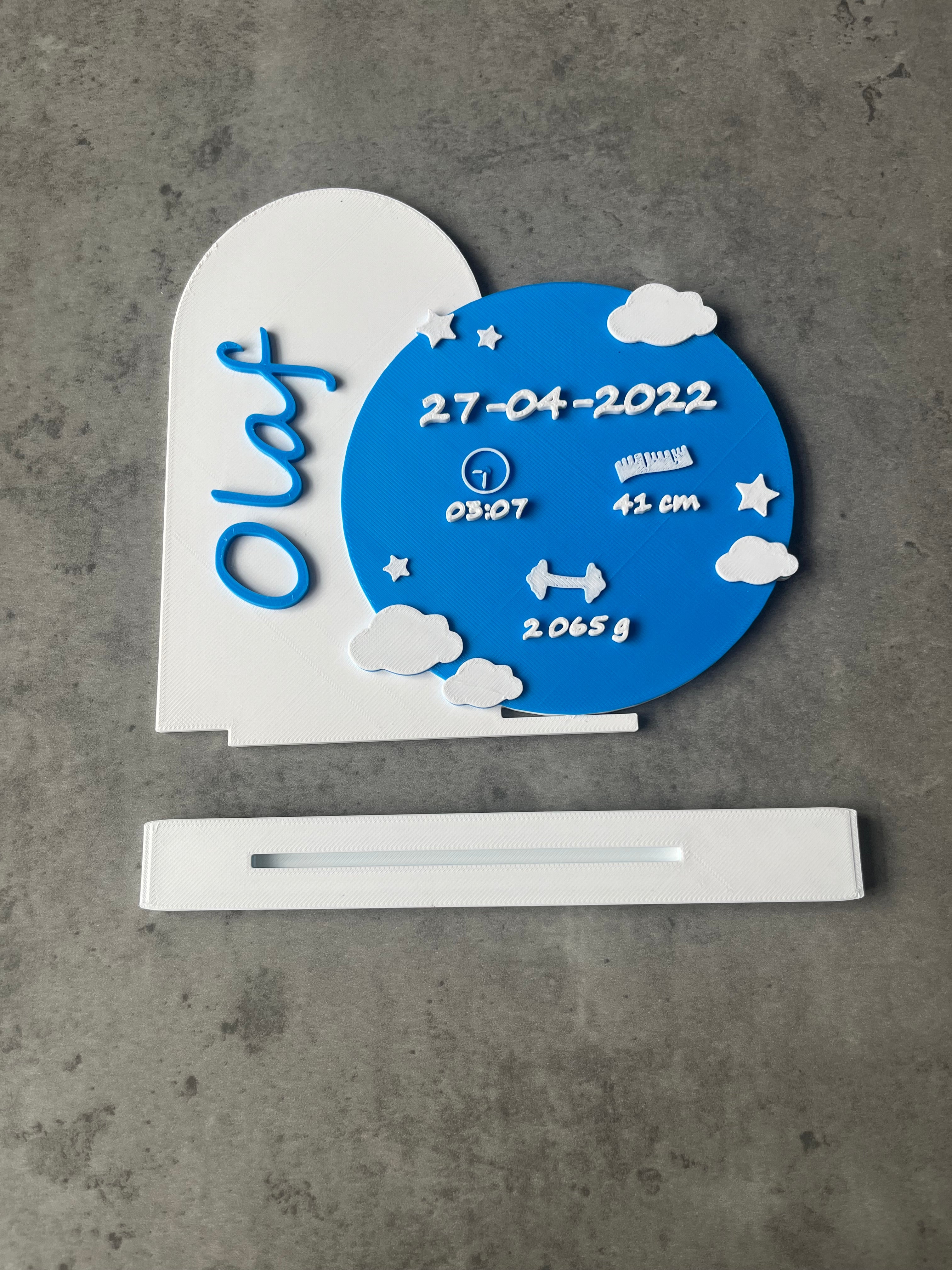 Geboorte bordje jongen met wolken en sterren