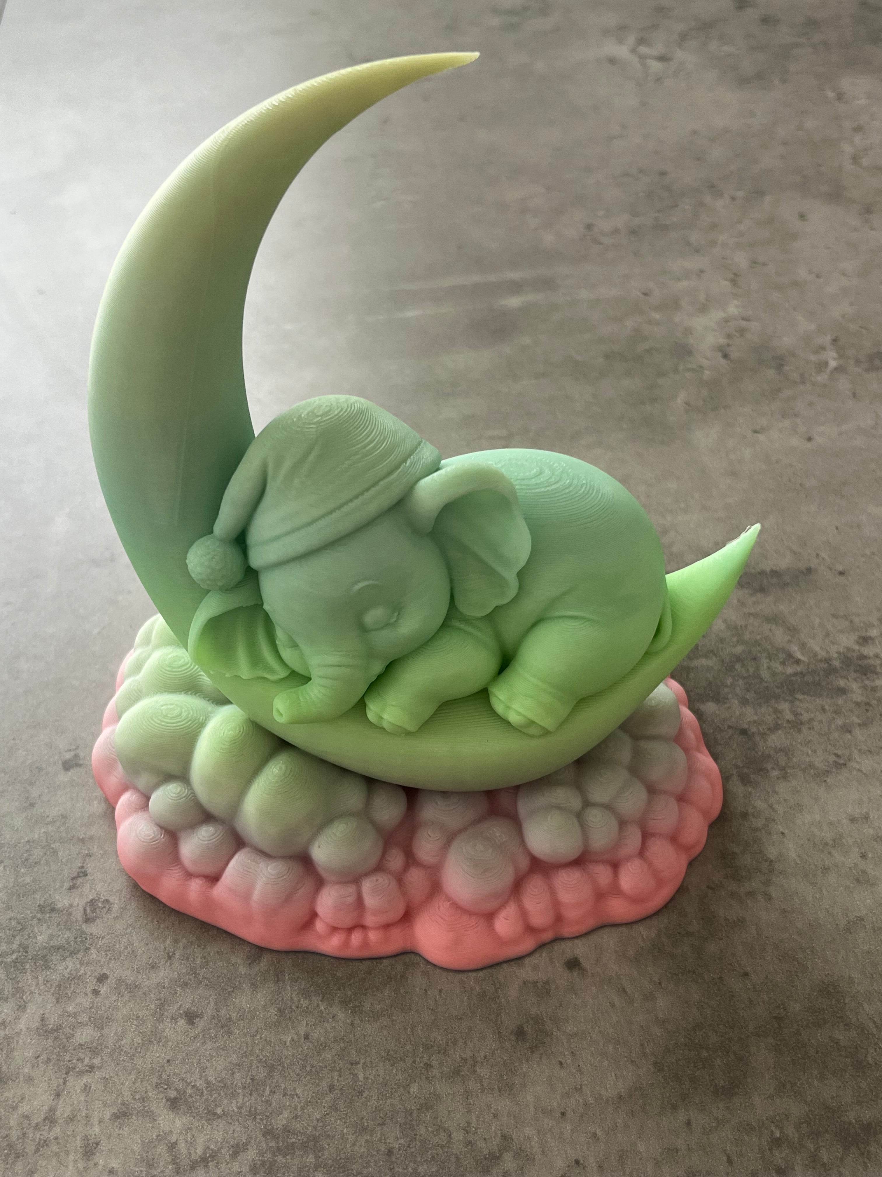 Slapende olifant op maan