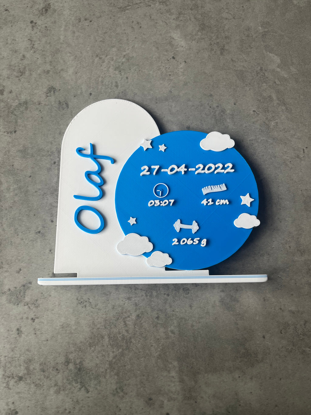 Geboorte bordje jongen met wolken en sterren